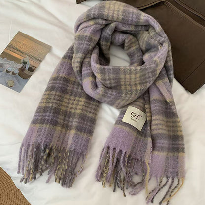 Women's High-grade Plaid Winter Korean Shawl Thickening Scarfs