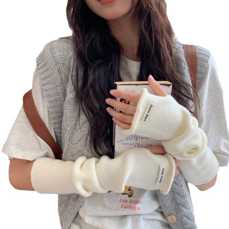 Women's Arm Sleeve Warm Protection Long Knitted Sweater Gloves