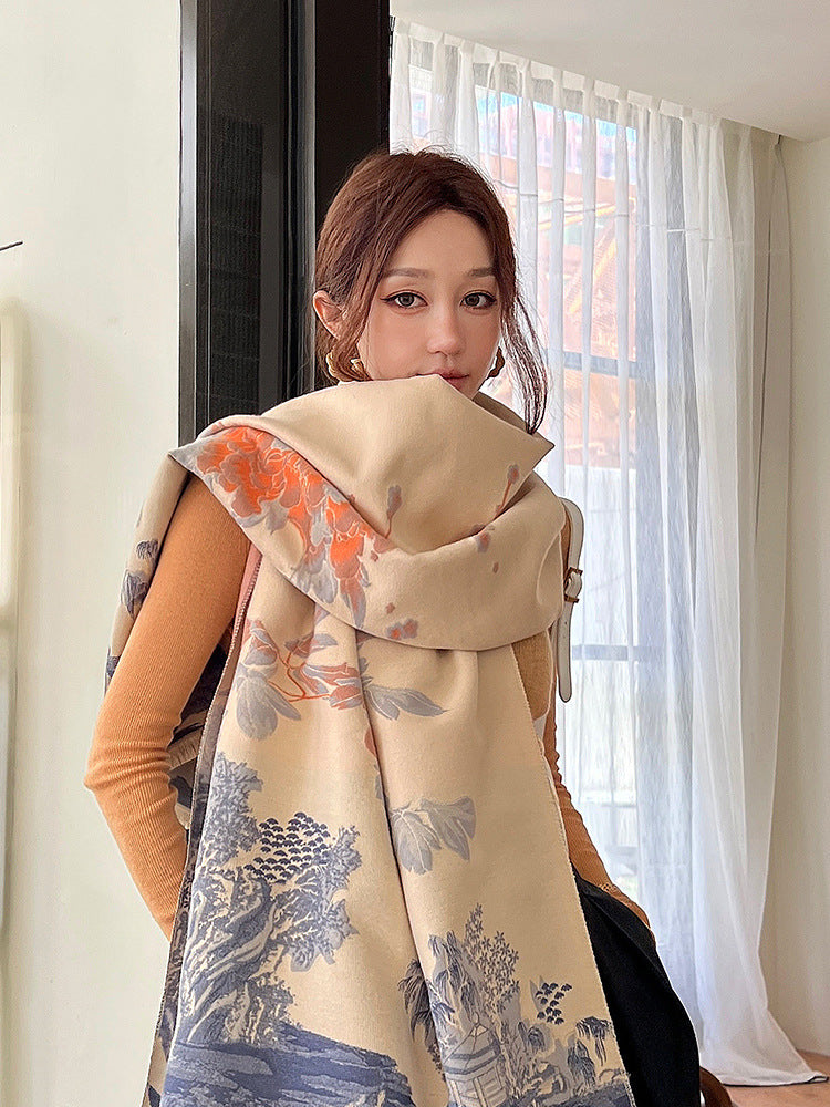 Women's Chinese Style Thickened Air-conditioned Room Shawl Neck Protection Scarfs