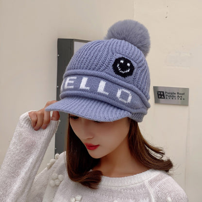 Women's Style Fashion Letter Embroidery Woolen With Brim Plus Hats & Caps