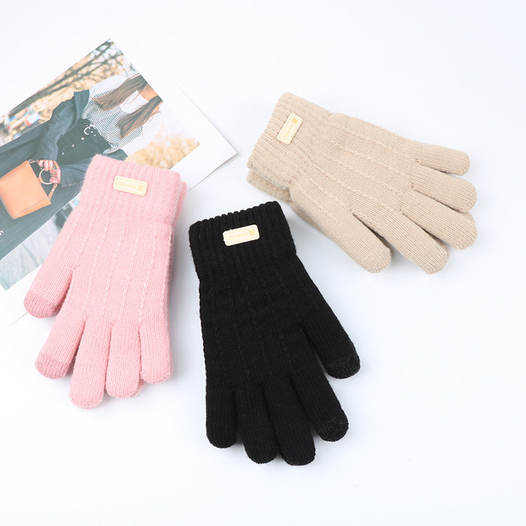 Women's Knitted Winter Warm Wool Riding Thickened Finger Gloves