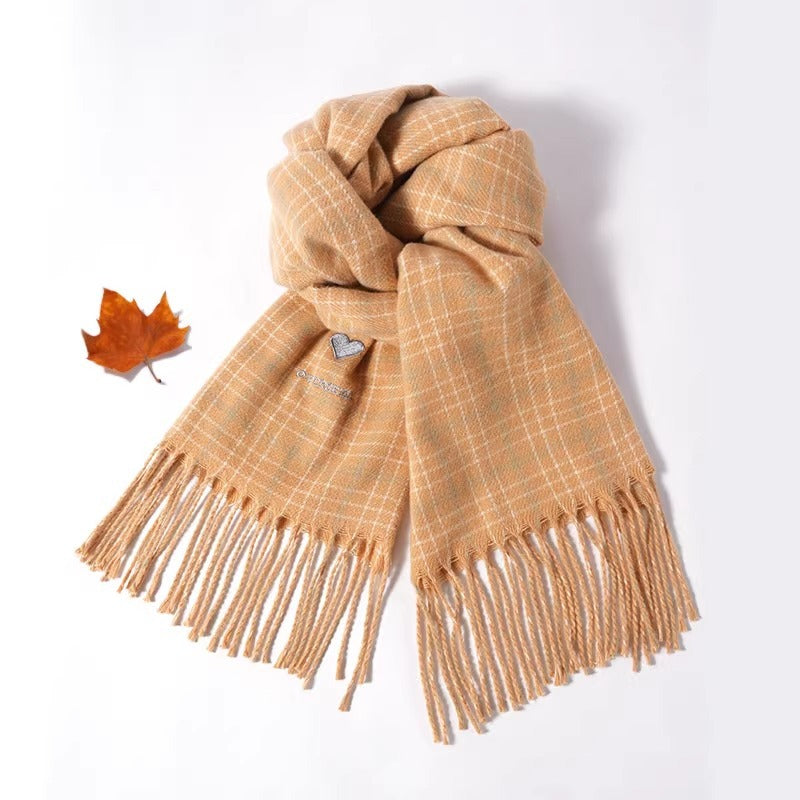 Love Plaid Female Winter Korean Style Scarfs