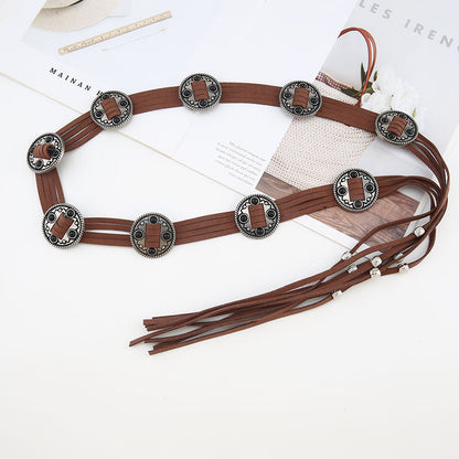 Retro Ethnic Style Inlaid Waist Chain Summer Bohemian With Belts