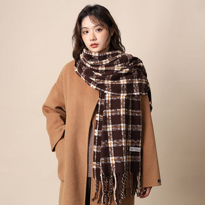 Women's Plaid Korean Thickened British Shawl High-grade Scarfs