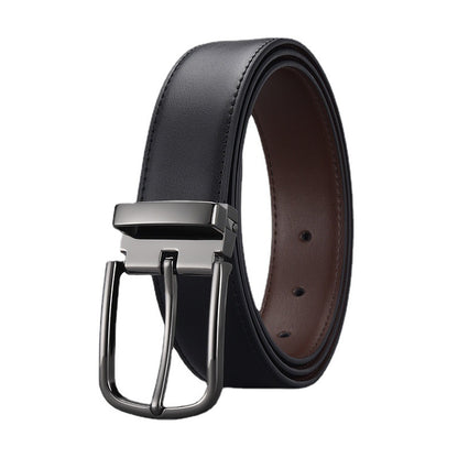 Men's Business Pin Buckle Leather Clipped Button Belts