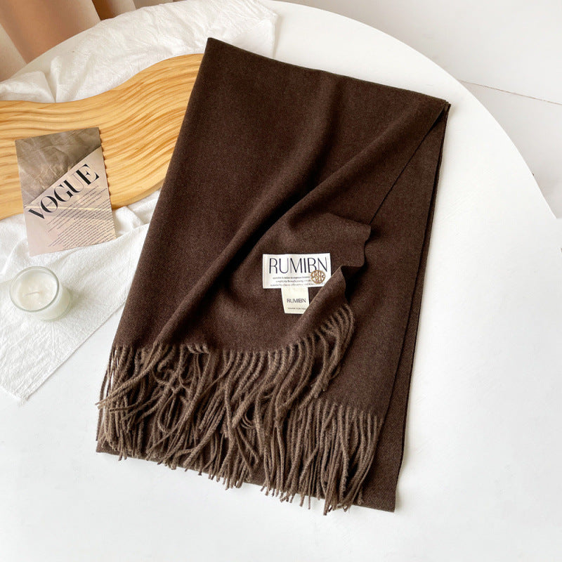 Women's Cashmere Metal Label Shawl High-grade Loose Feeling Scarfs