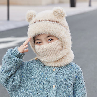 Children's Mask One-piece Thermal Windproof Earflaps Slipover Kids' Headwear