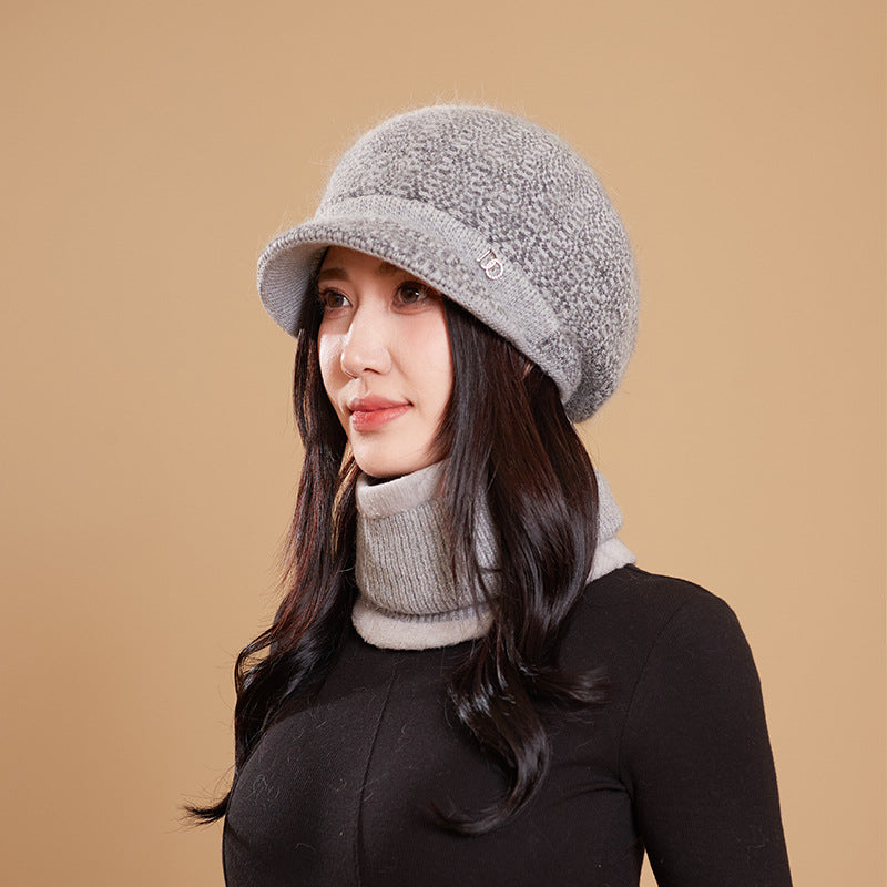 Women's Hat Knitted Warm Thickened Peaked Riding Hats & Caps