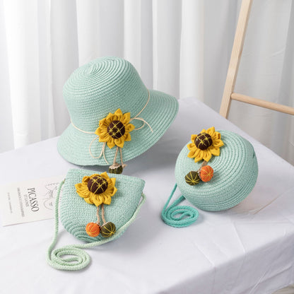 Women's & Children's Straw Hat Outdoor Leisure Travel Cute Flowers Kids' Headwear