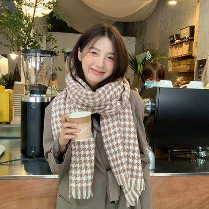 Korean Style Warm Winter Chessboard Plaid Scarfs