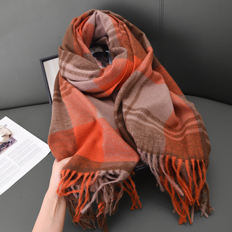 Women's Artificial Cashmere Warm Thickened Outer Shawl Scarfs