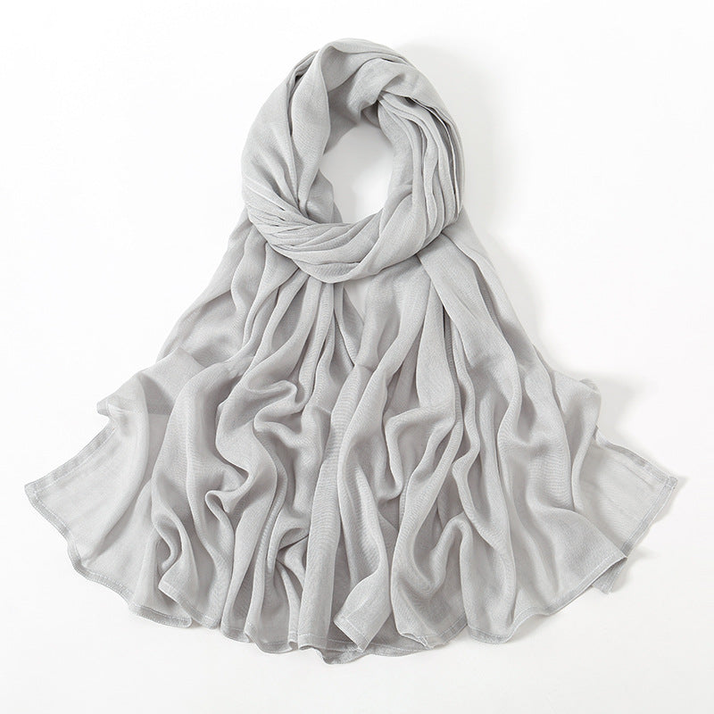 Malay Indonesian Rayon Monochrome Wide-brimmed Thin Scarfs