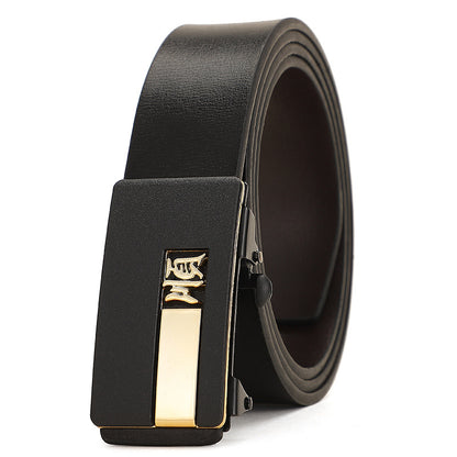 Men's Leather Inner Wear Pattern Toothless Automatic Buckle Belts