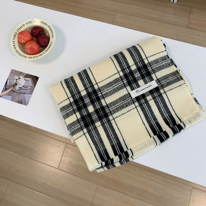 Retro Color Matching Plaid Thickened Warm Scarfs