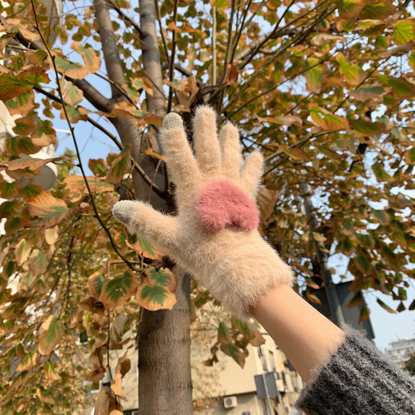 Fleece-lined Warm Touch Screen Sweet Korean Style Cute Knitting Gloves