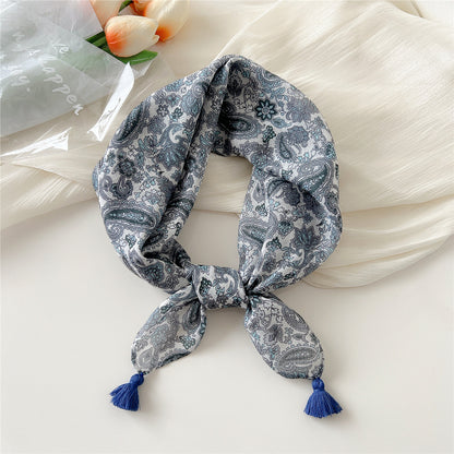 Women's Linen Small Square Towel Neck Decorative Scarfs