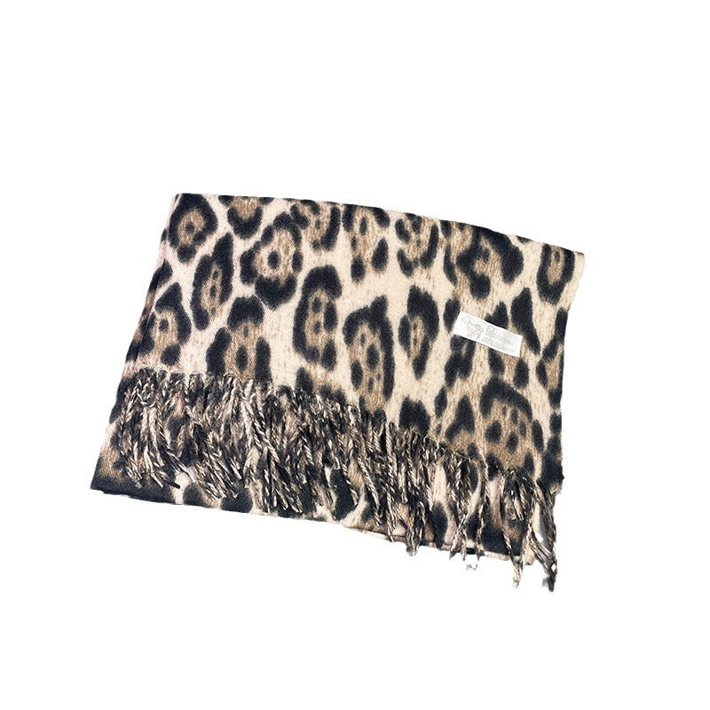 Women's Korean Style Leopard Print Winter High-grade Artificial Scarfs