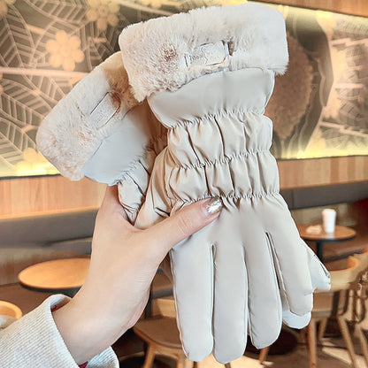 Women's For Winter Fleece-lined Thick Suede Touch Gloves