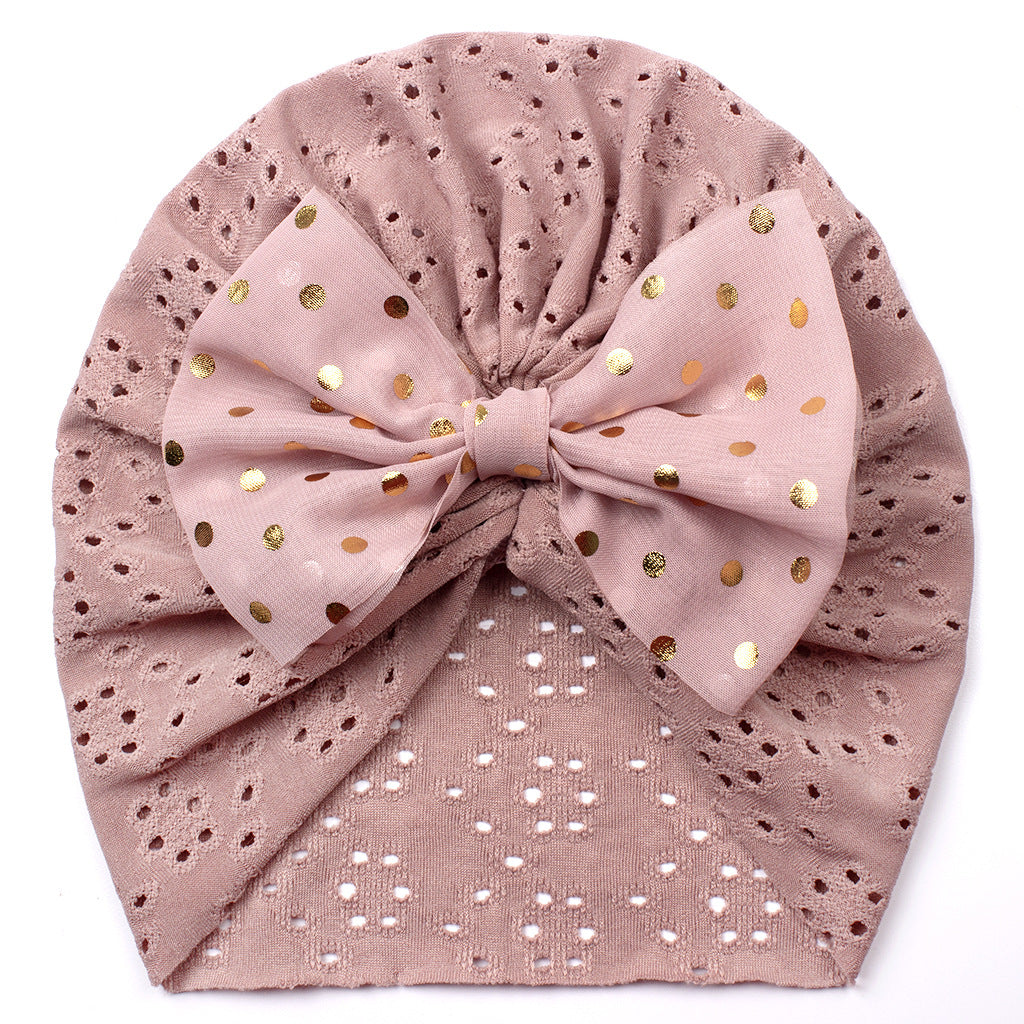 Bronzing Bow Sleeve Hollow Out Plain Kids' Headwear