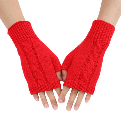 Women's & Men's Dew Half Finger Knitting Wool Warm Gloves