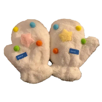 Doll Cute Winter Essential Plush Thickened Gloves