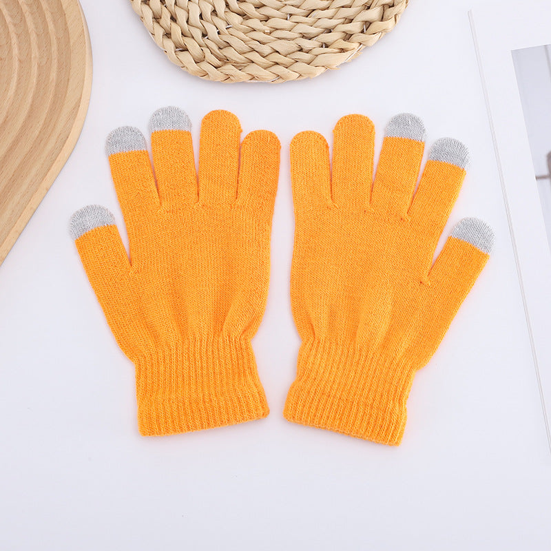 Touch Screen Candy Color Knitted Outdoor Office Gloves