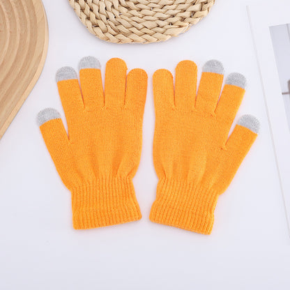 Touch Screen Candy Color Knitted Outdoor Office Gloves