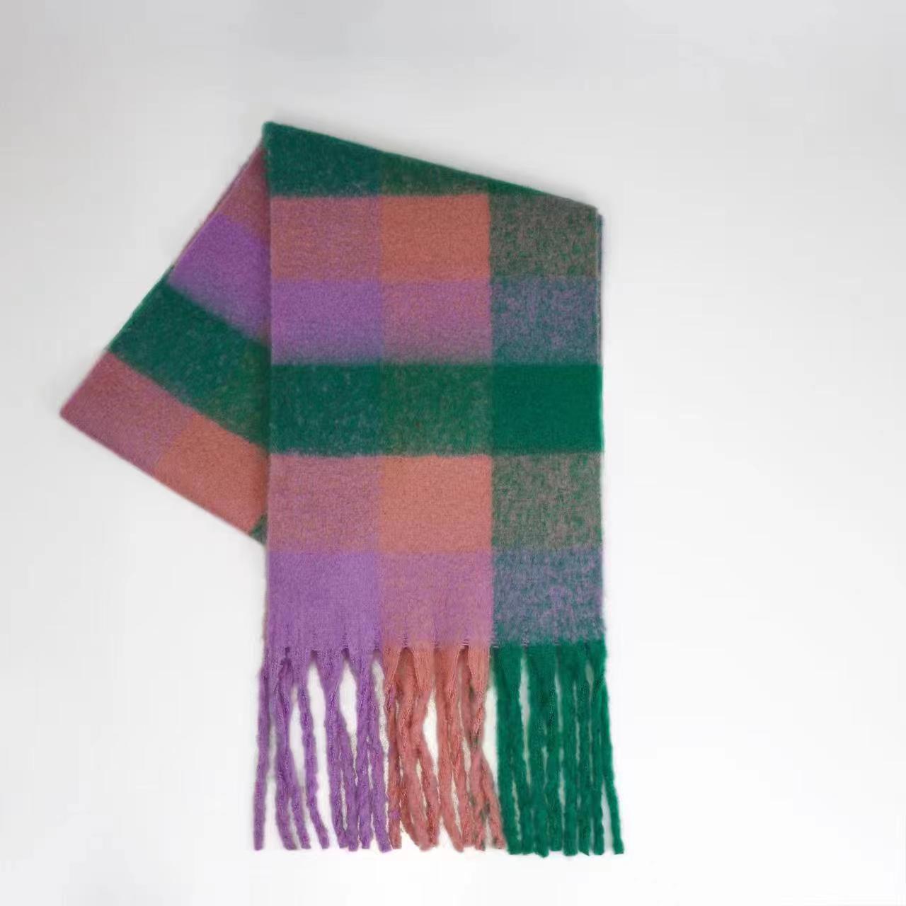 Women's Yu Thick Warm Korean Plaid Shawl Scarfs