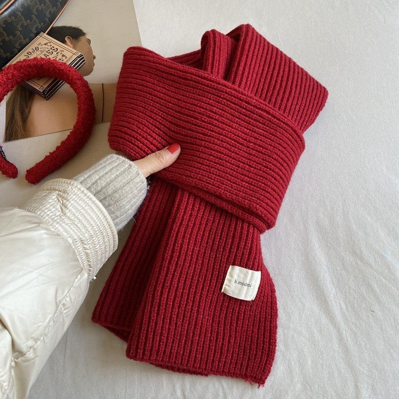 Women's & Men's Long Solid Color Knitted Wool Keep Scarfs