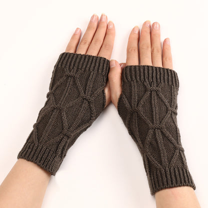 Women's & Men's Rhombus Short Fashion Knitted Wool Keep Gloves