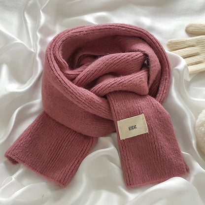 Macron Color Gentle Furry Knitted Solid Scarfs