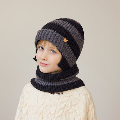 Children's Two-piece Set Winter Outdoor Earflaps Slipover Kids' Headwear