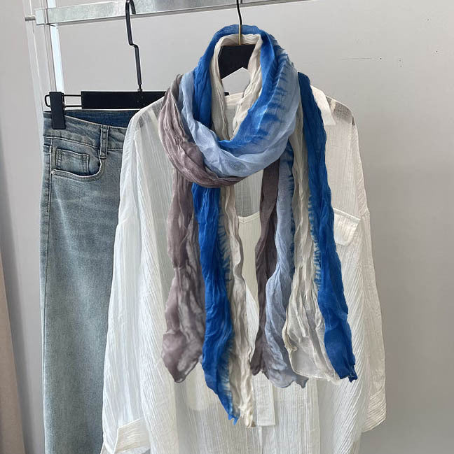 Women's Blue Retro Easy Matching Printed Long Scarfs