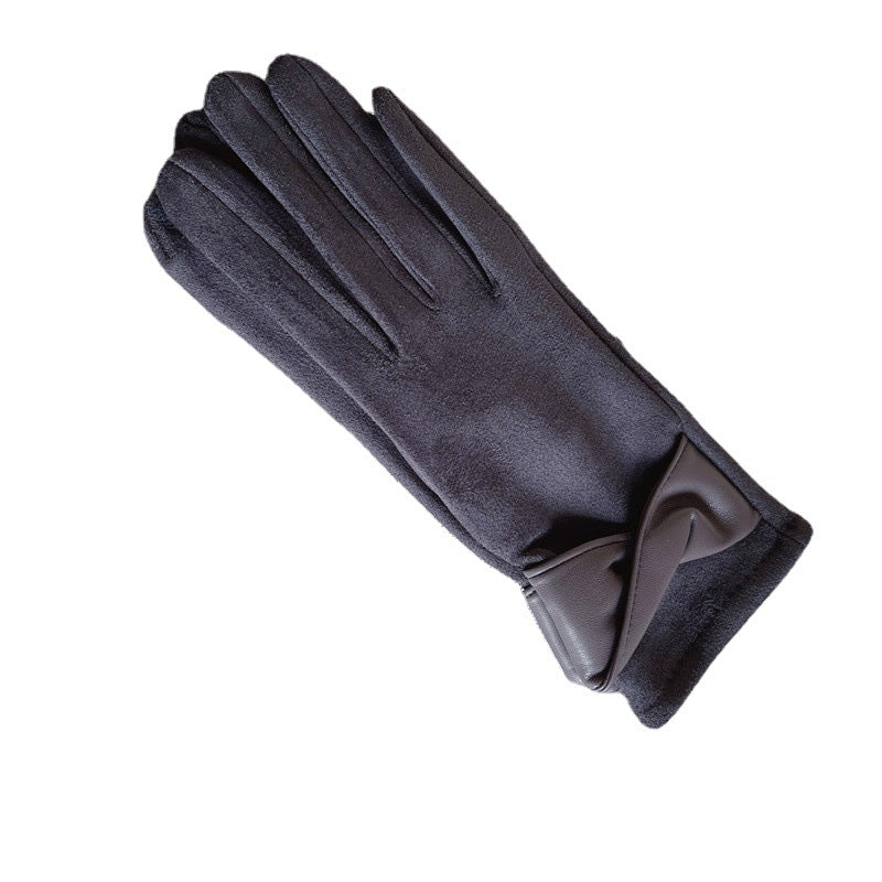 Women's Fleece-lined Thermal Winter Suede Outdoor Cycling Gloves