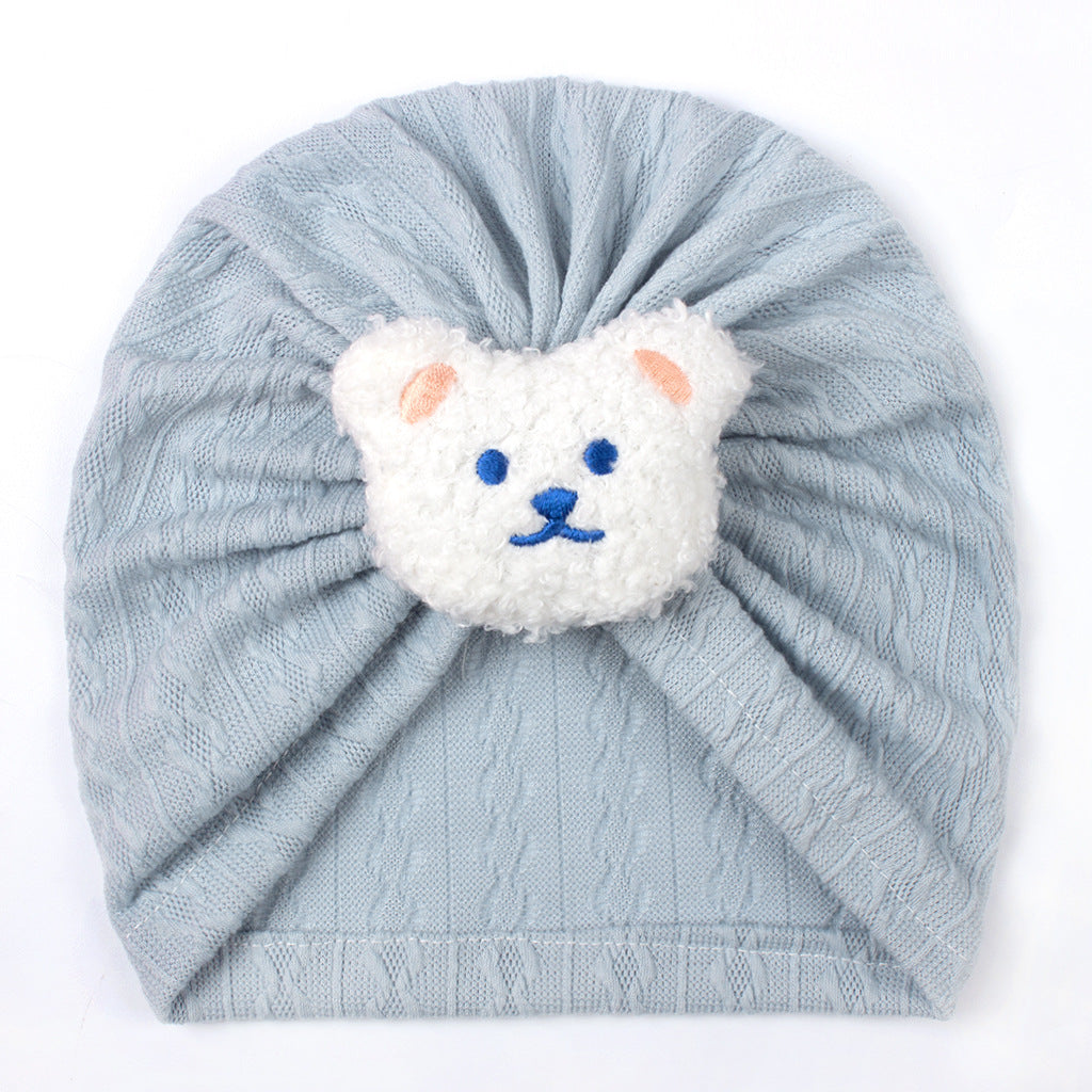 Children's Jacquard Sleeve Cute Bear Protection Tam-o'-shanter Kids' Headwear