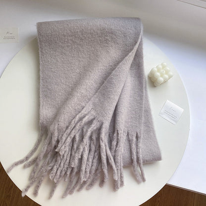 Fluffy Idle Style Solid Color Large Scarfs