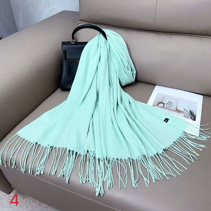 Women's Artificial Cashmere Monochrome Warm Bib Shawl Winter Scarfs