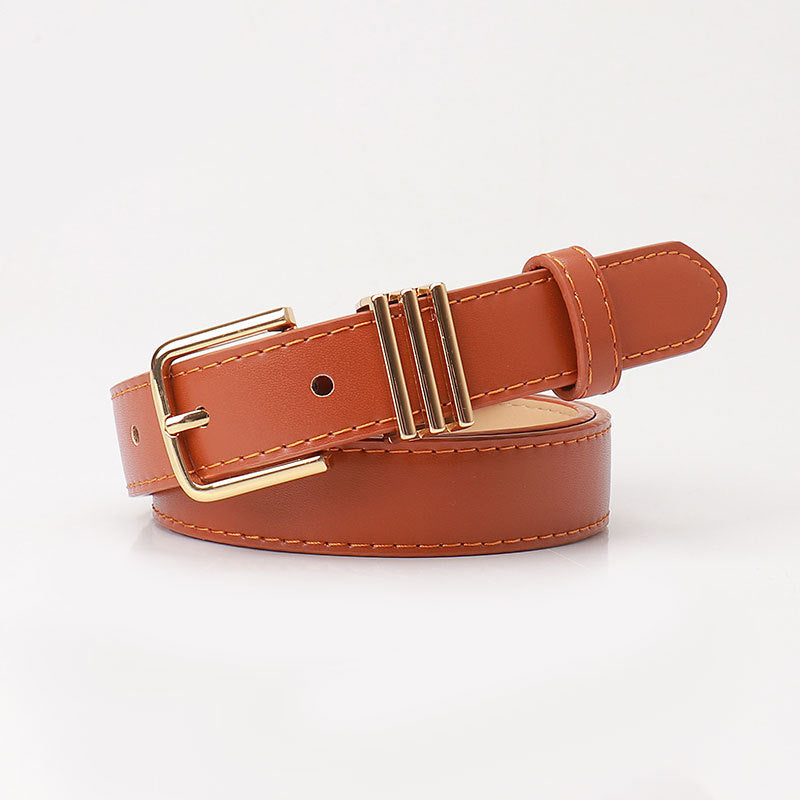 Women's Simple Casual Imitation Leather Pin Buckle Korean Style Belts