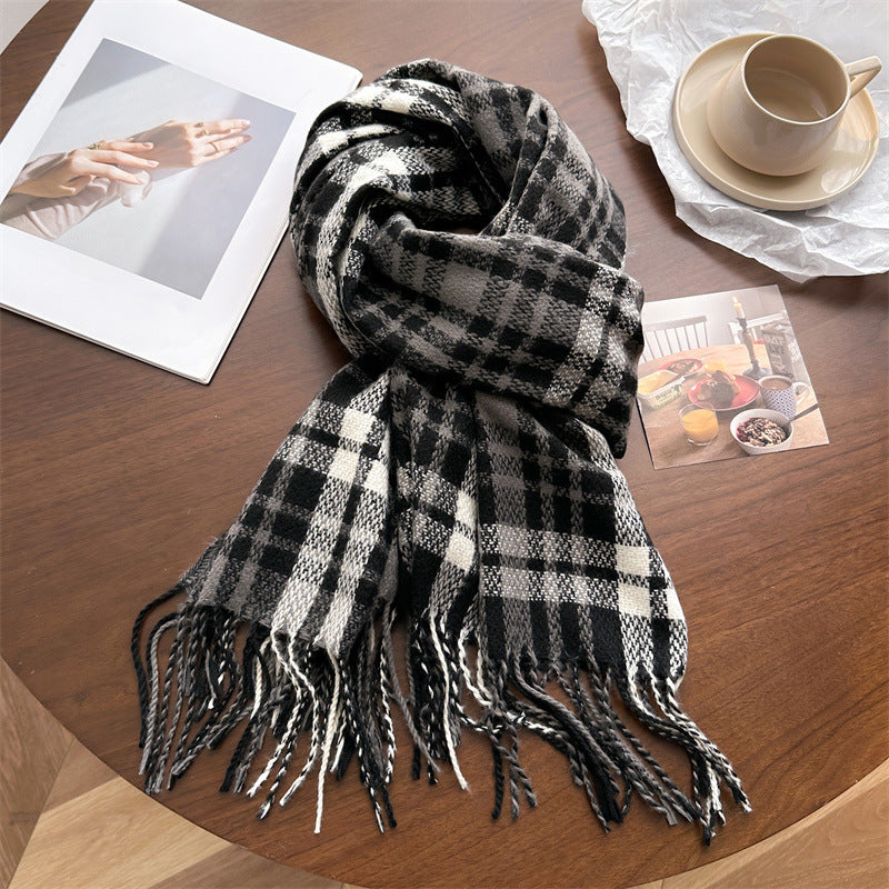 Style Plaid Winter Male Female Thickened Scarfs