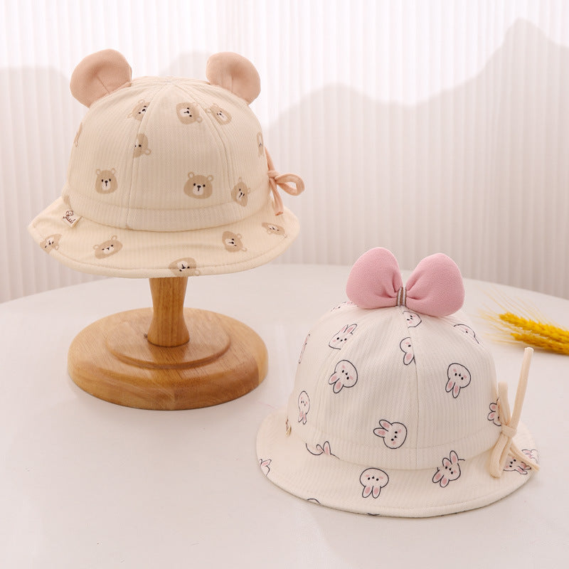 Spring Autumn Grade Bucket Hat Soft Sweet Bow Kids' Headwear