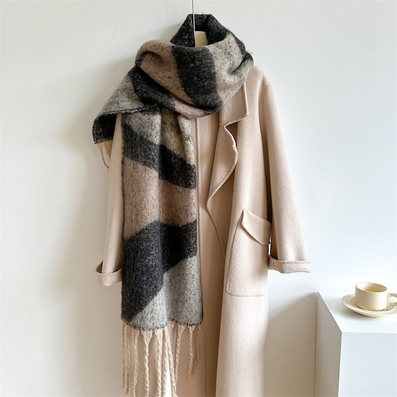 Women's & Men's Solid Color Simple Blocking Thicken Lengthen Scarfs