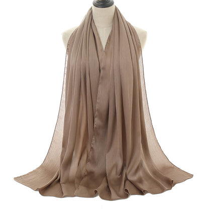 Women's Crepe Natural Pleated Malay Indonesian Popular Scarfs