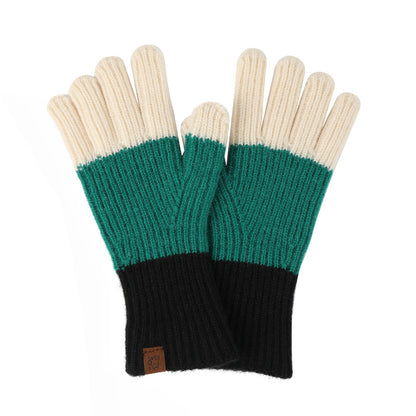 Contrast Color Touch Screen Fingerless Knitted Knitting Gloves