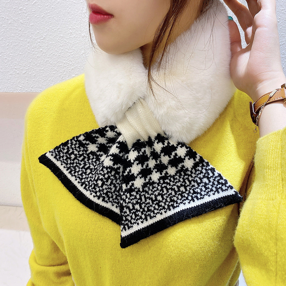 Wool Female Winter Warm Fur Collar Neck Protection Matching Scarfs