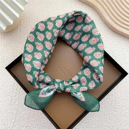 Square Towel Female Autumn Summer Bandana Headband Silk Scarfs