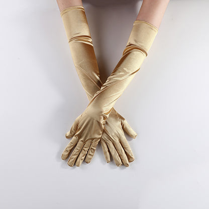 Women's Satin Stretch Halloween Sexy Dinner Show Gloves