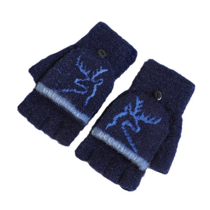 Men's Flip Two Adult Knitted Half Finger Gloves