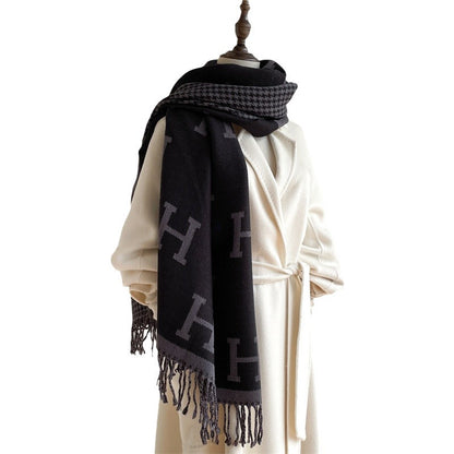 Women's Letter Artificial Cashmere Simple Thickened Tassel Scarfs