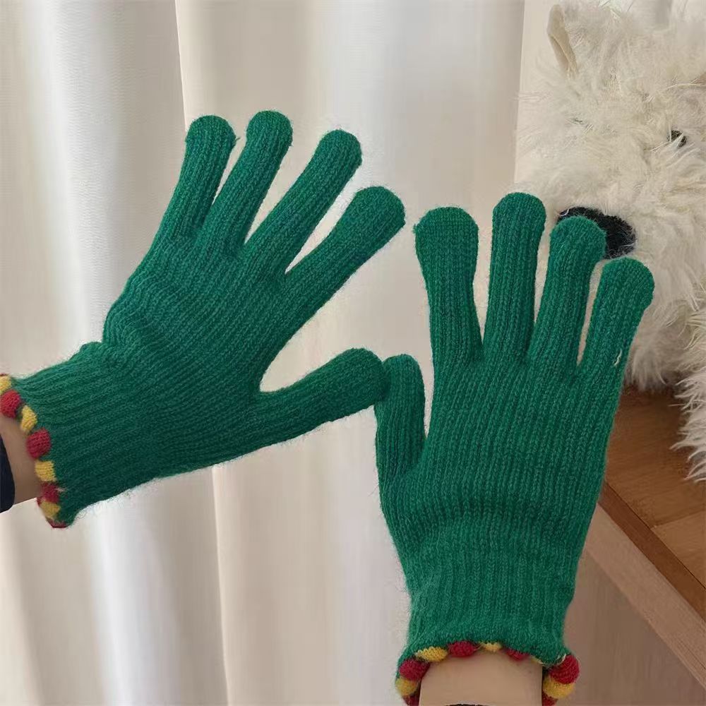 Women's Wool Knitted Solid Color Touch Screen Gloves