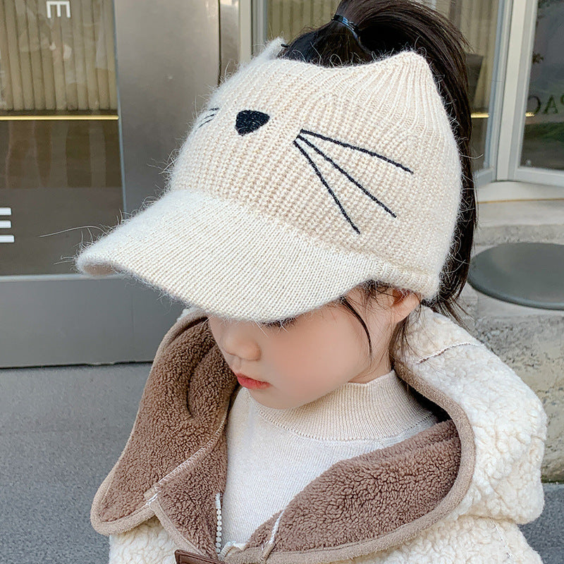 Children's Hat Air Top Wool Peaked Cute Kids' Headwear